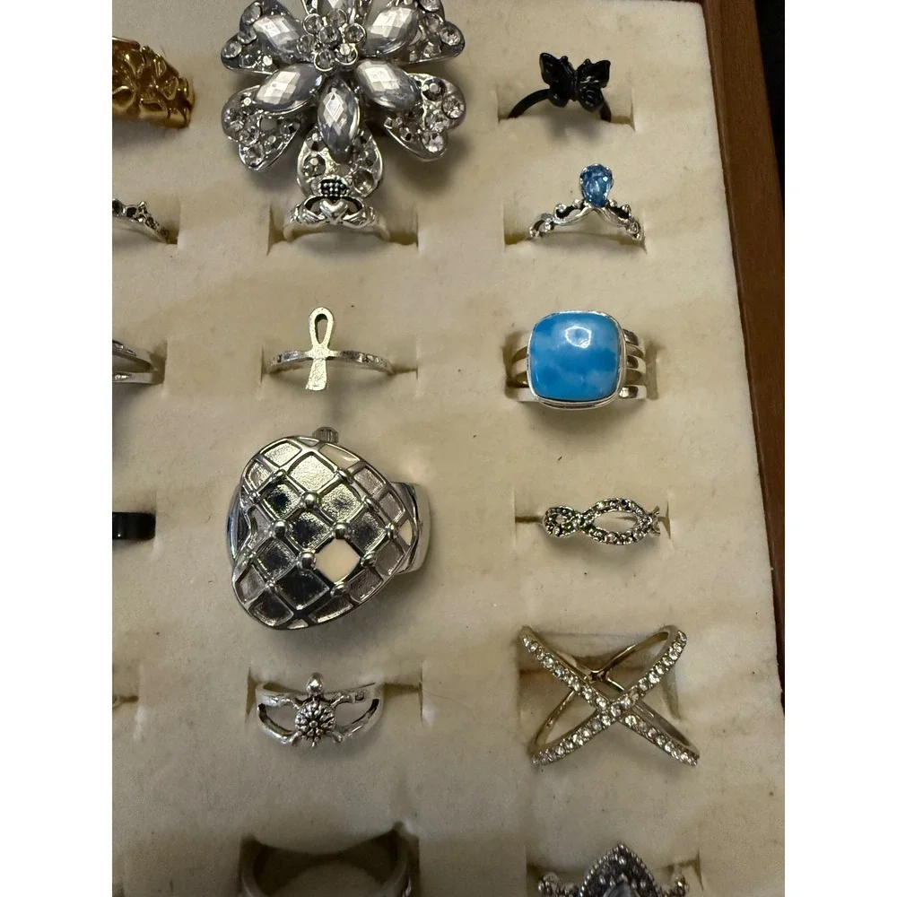 Fashion Ring Lot 50 Mixed Styles Statement Boho Crystal Silver Gold Tone